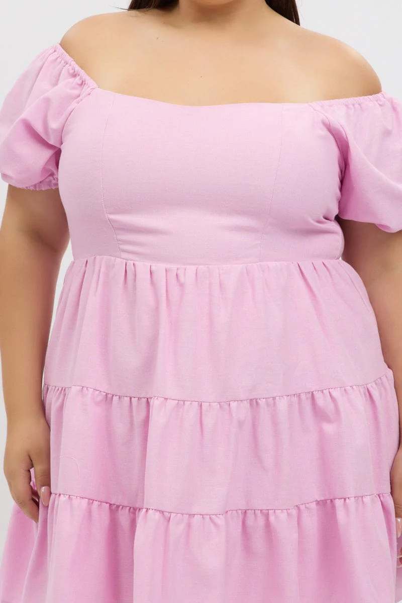Pink Puff Sleeve Sweetheart Neck Mini Dress - Image 6