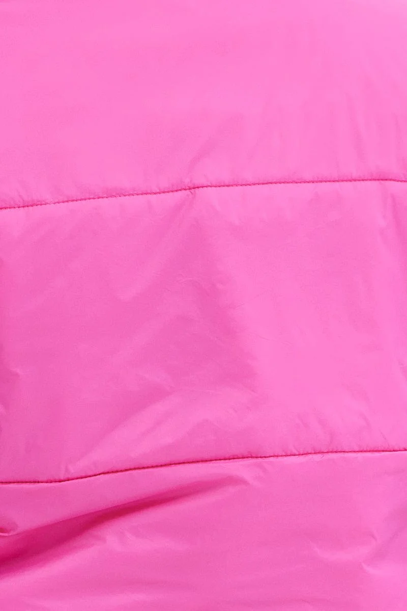 Pink Puffer Vest Sleeveless Crop - Image 6