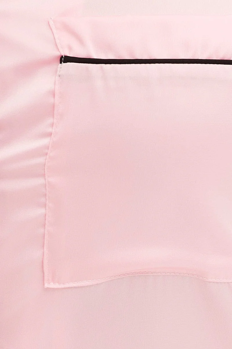 Pink Pyjamas Set Short Sleeve Collared Shorts Satin - Image 6