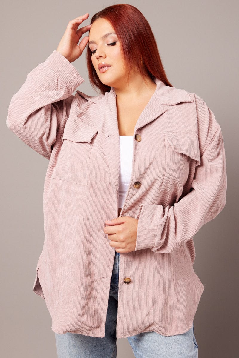 Pink Relaxed Shirt Long Sleeve Corduroy