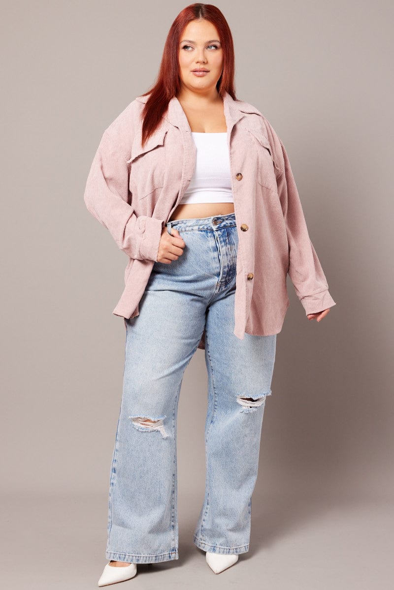 Pink Relaxed Shirt Long Sleeve Corduroy - Image 2