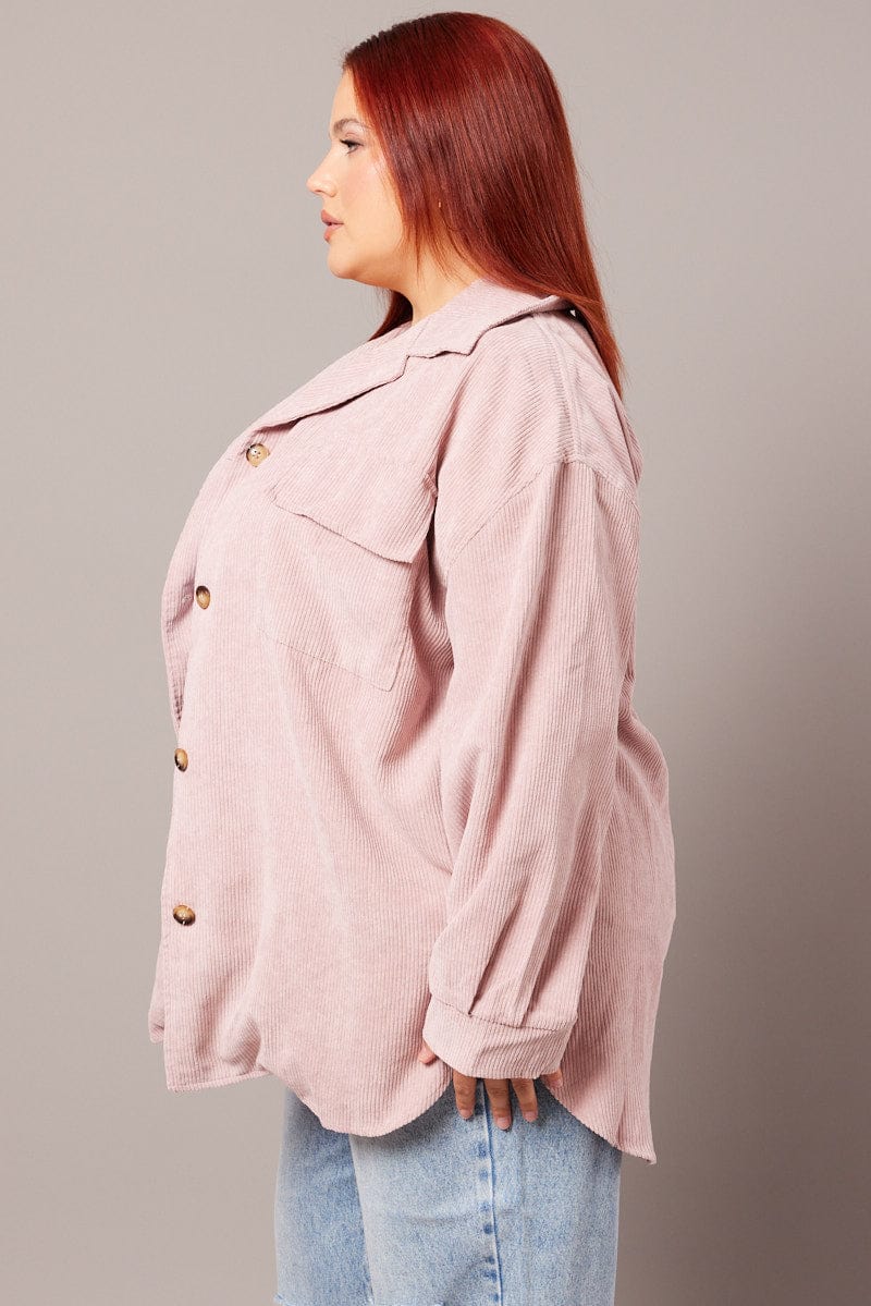 Pink Relaxed Shirt Long Sleeve Corduroy - Image 4
