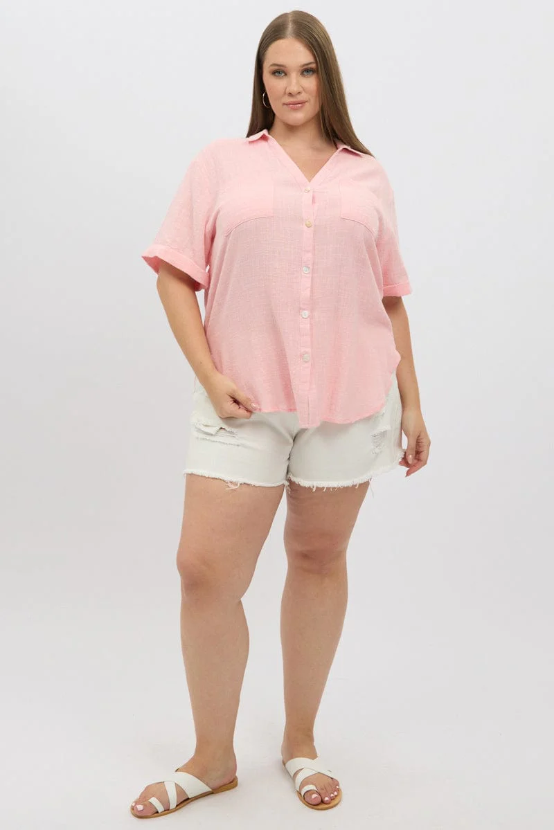 Pink Relaxed Shirt Short Sleeve Pocket - Image 2