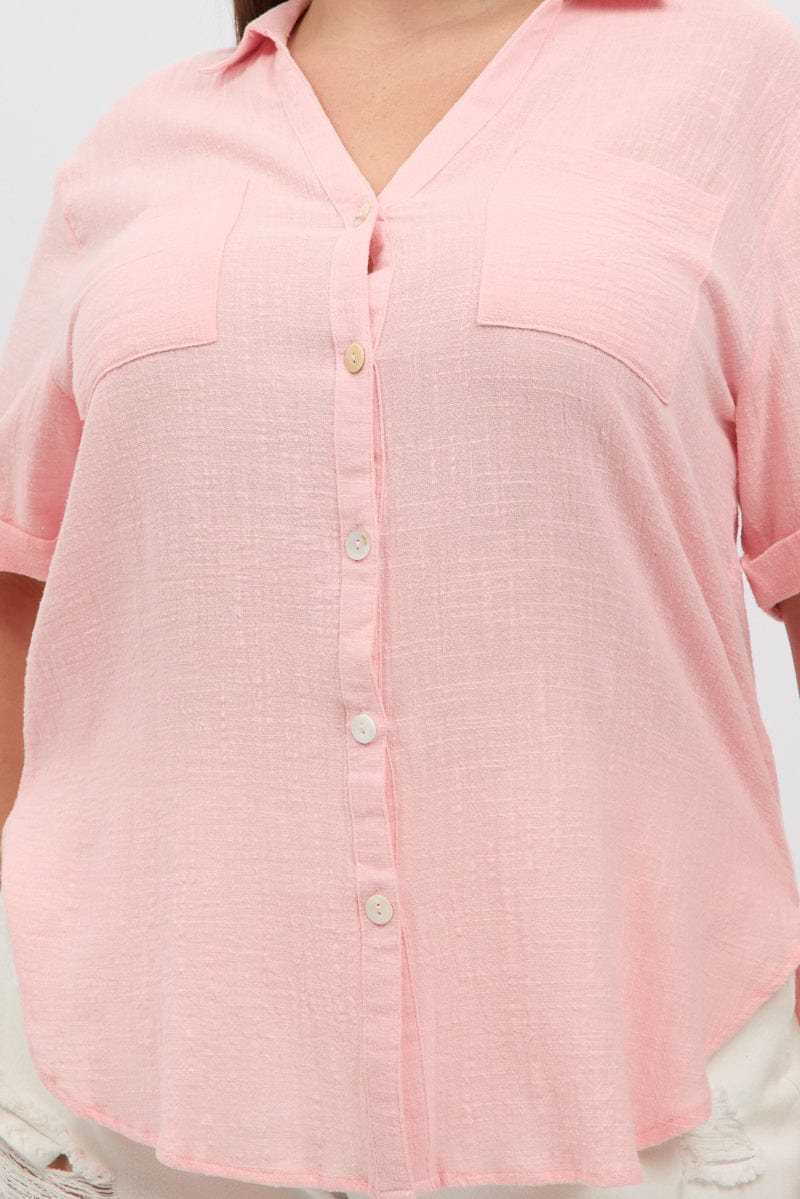 Pink Relaxed Shirt Short Sleeve Pocket - Image 6