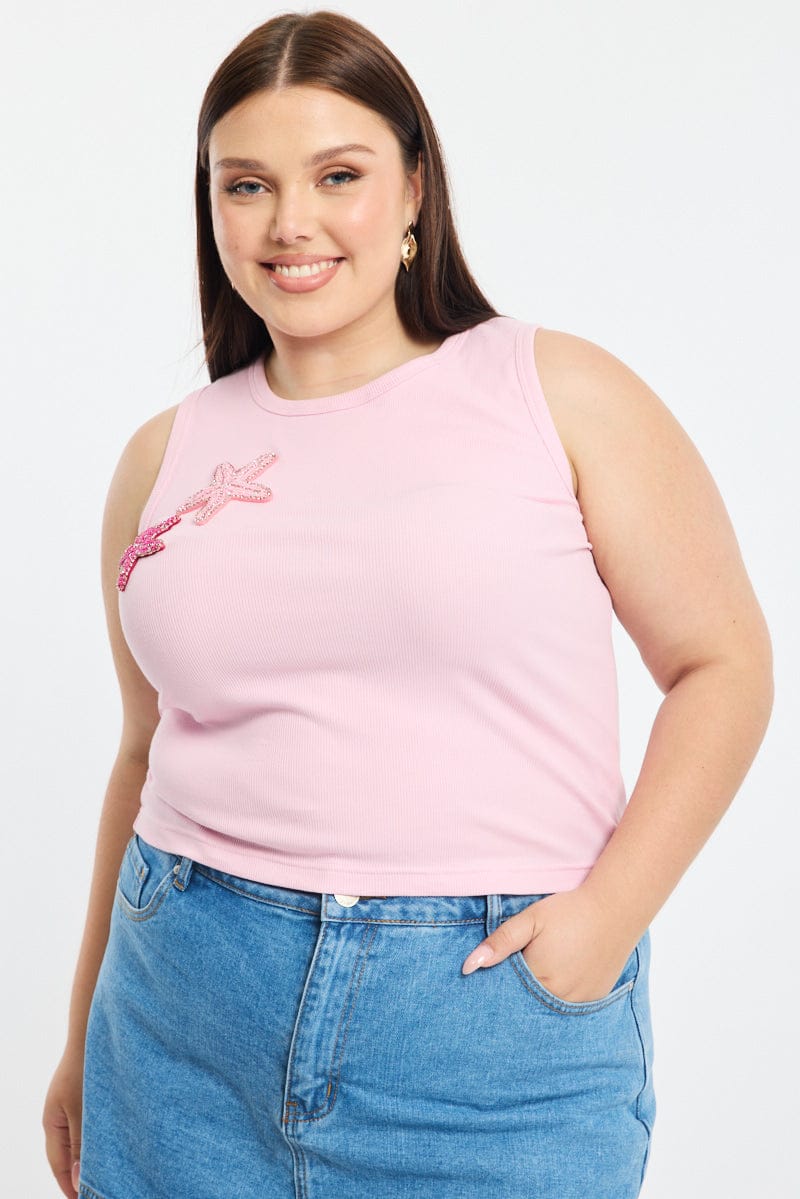 Pink Rib Top Sleeveless
