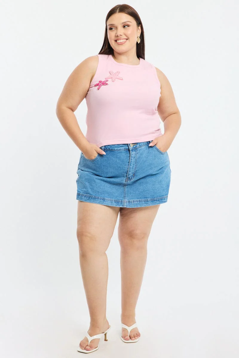 Pink Rib Top Sleeveless - Image 2
