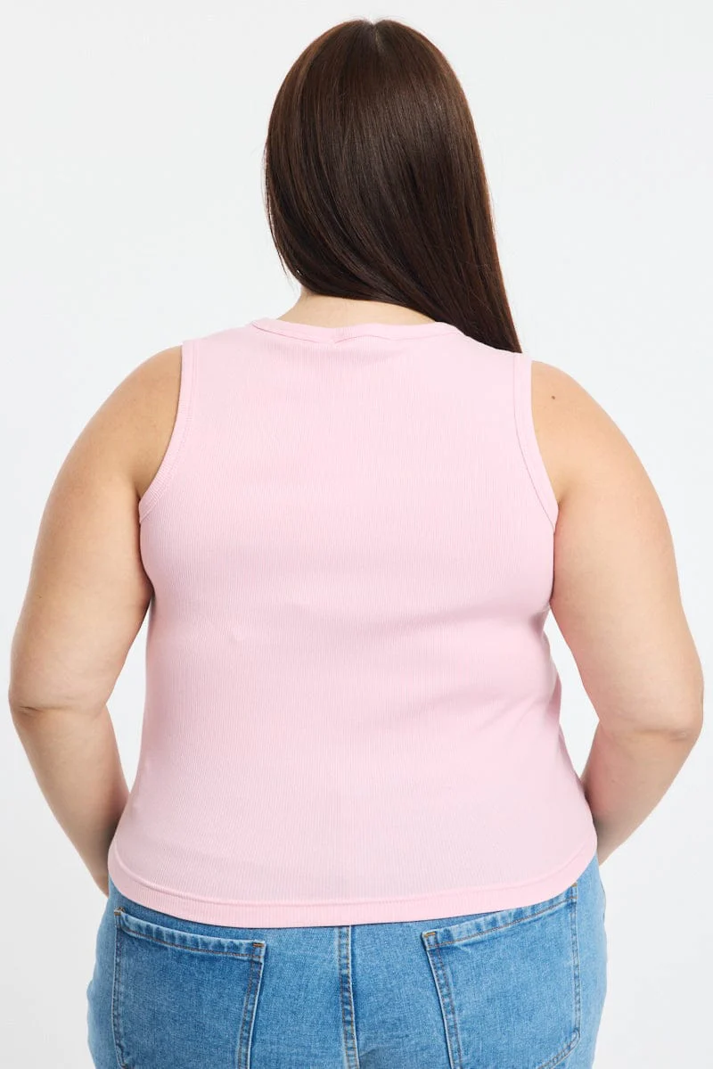 Pink Rib Top Sleeveless - Image 4