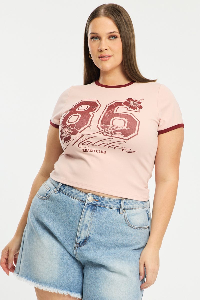 Pink Ringer Tee Short Sleeve
