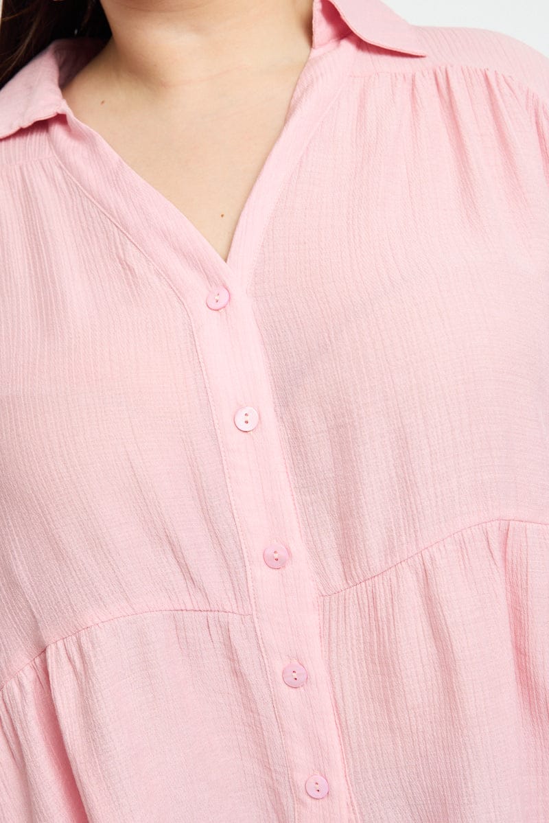 Pink Ruffle Shirt Short Sleeve - Image 5