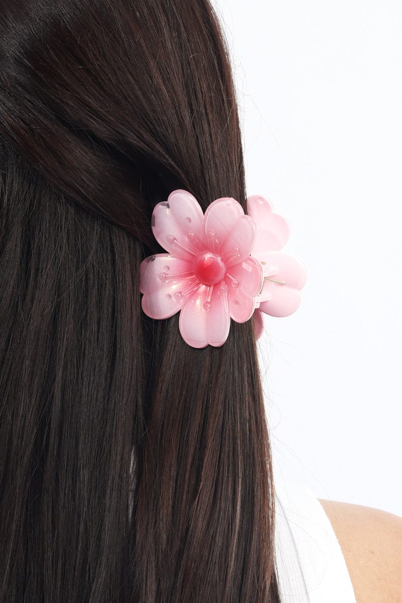 Pink Sakura Flower Hair Claw Clip