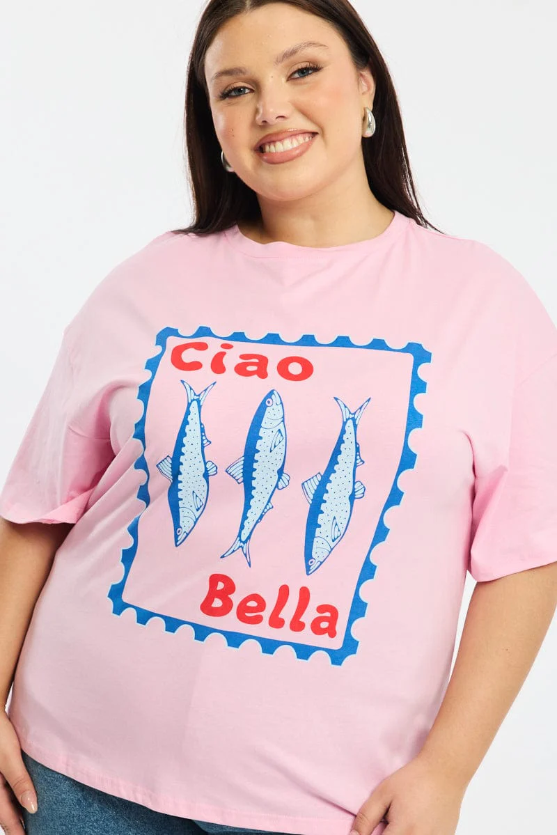 Pink Sardine T-shirt Short Sleeve - Image 5