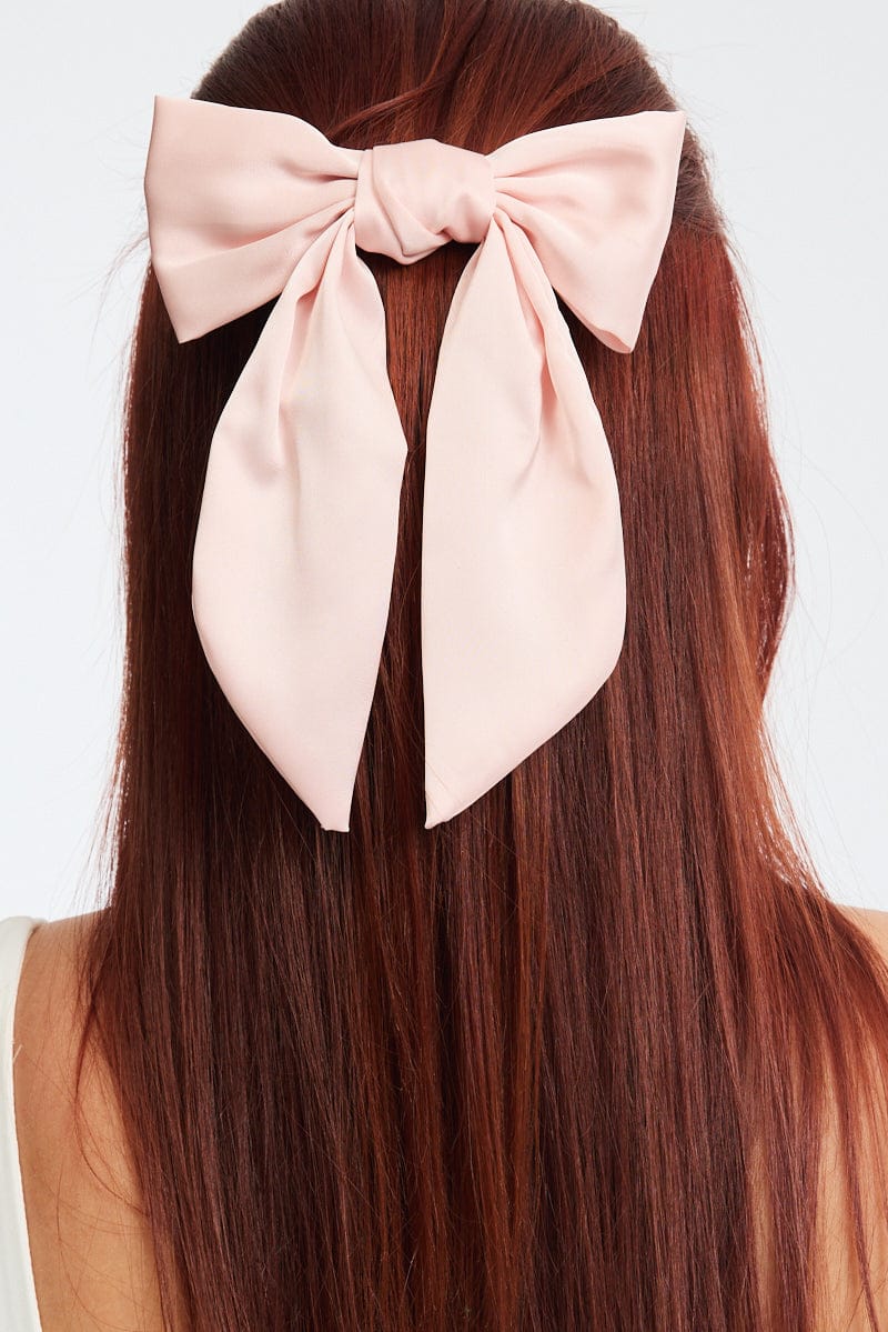 Pink Satin Hair Bow