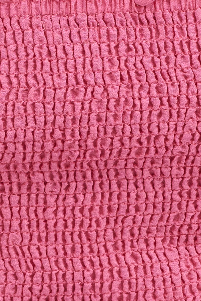 Pink Shirred Short Sleeve Crop Top - Image 6