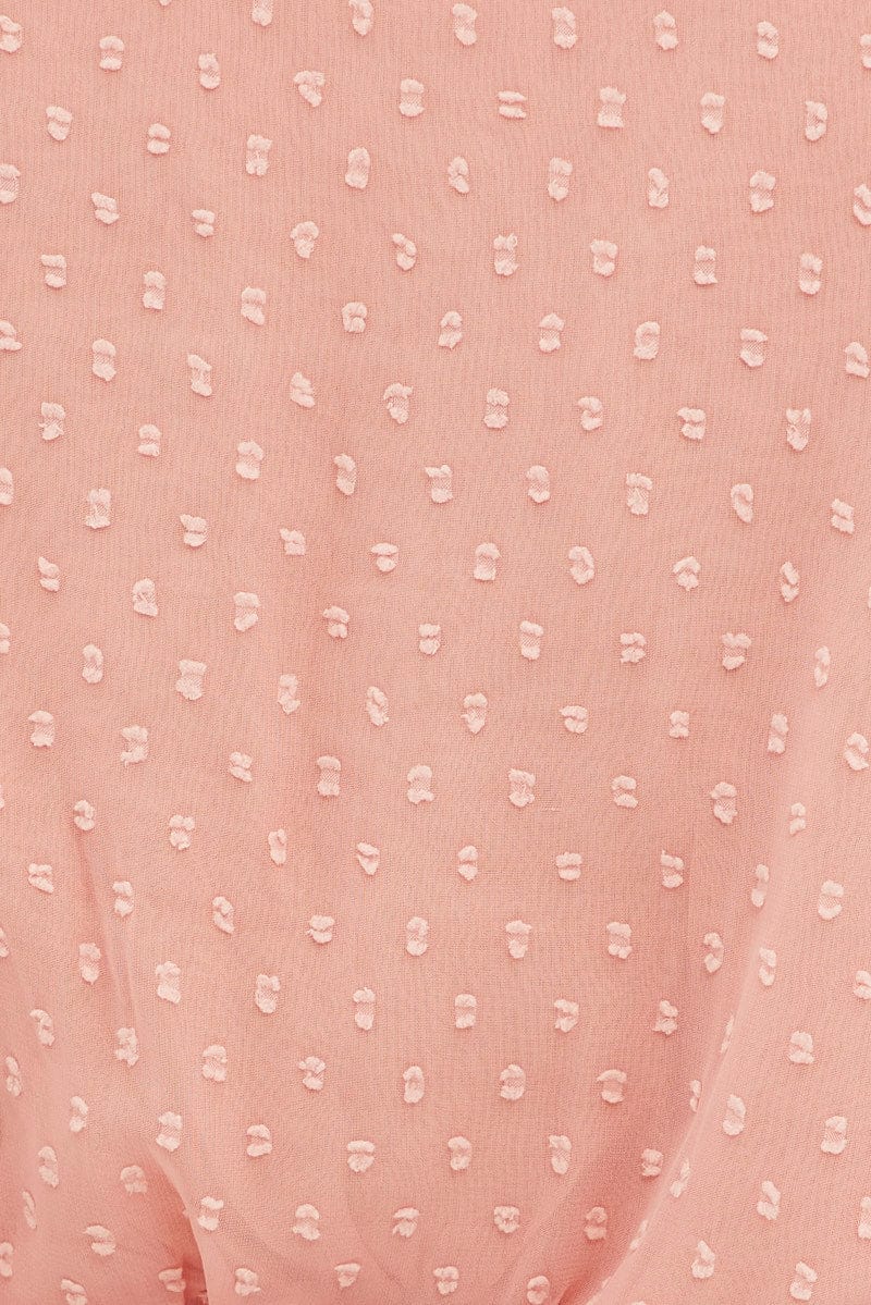 Pink Shirred Top Short Sleeve V-neck - Image 6