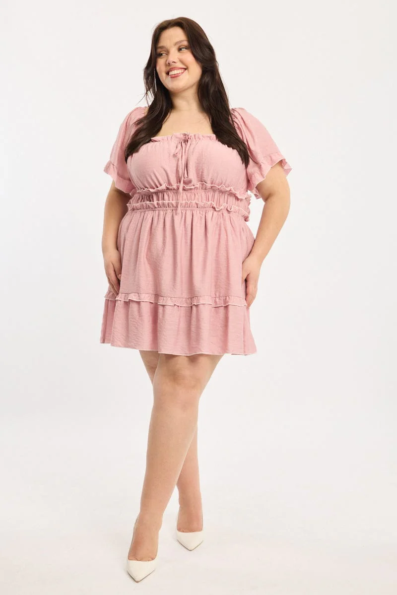 Pink Skater Dress Short Sleeve - Image 2