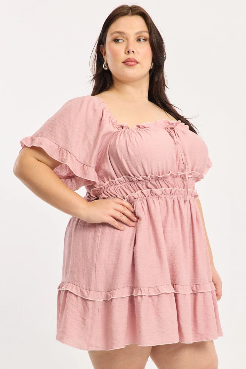 Pink Skater Dress Short Sleeve - Image 3
