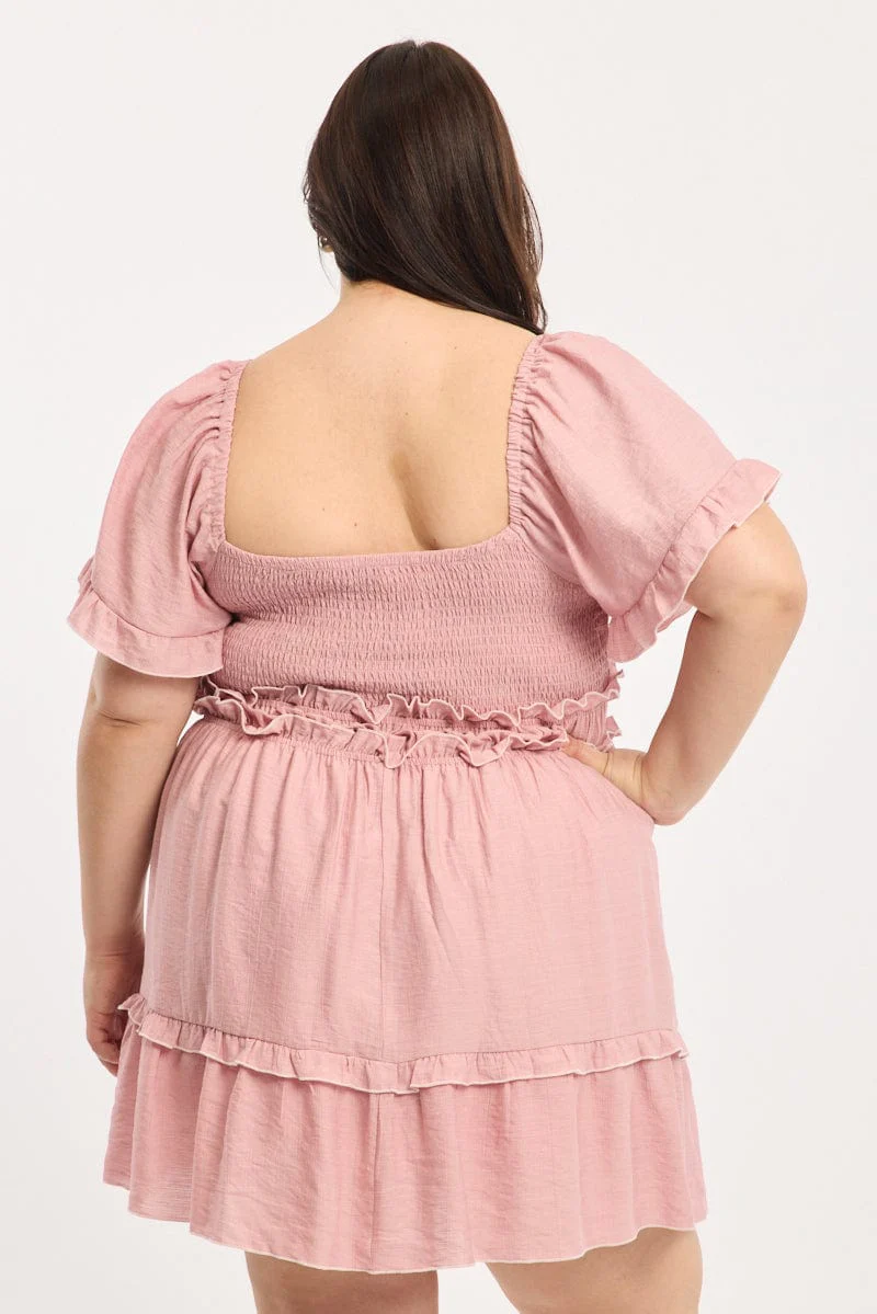 Pink Skater Dress Short Sleeve - Image 4