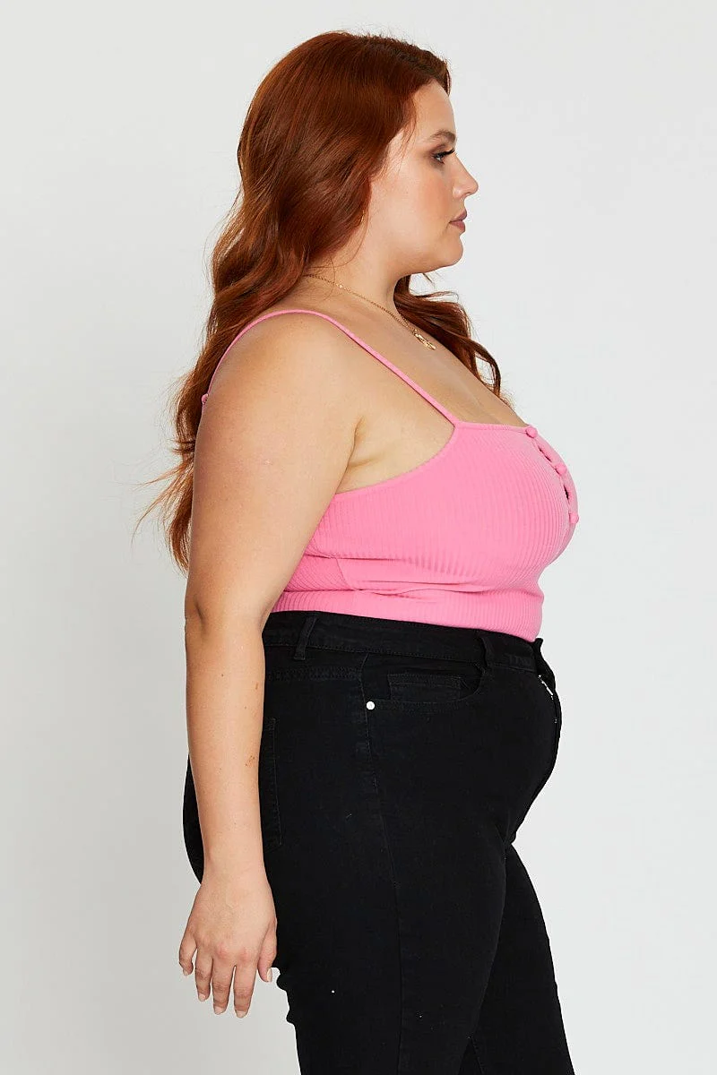 Pink Sleeveless Mini Keyhole Detail Bodysuit - Image 4
