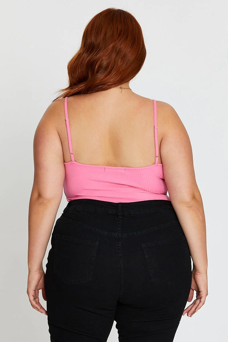 Pink Sleeveless Mini Keyhole Detail Bodysuit - Image 5