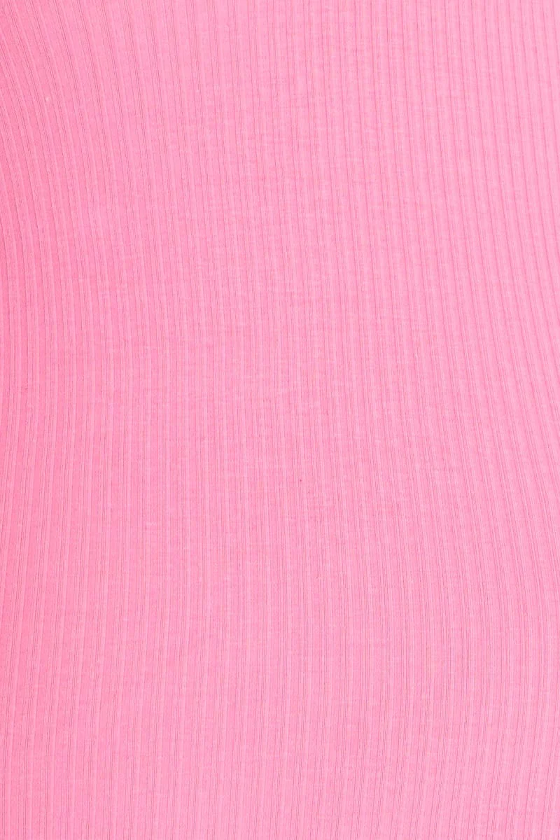 Pink Sleeveless Mini Keyhole Detail Bodysuit - Image 6