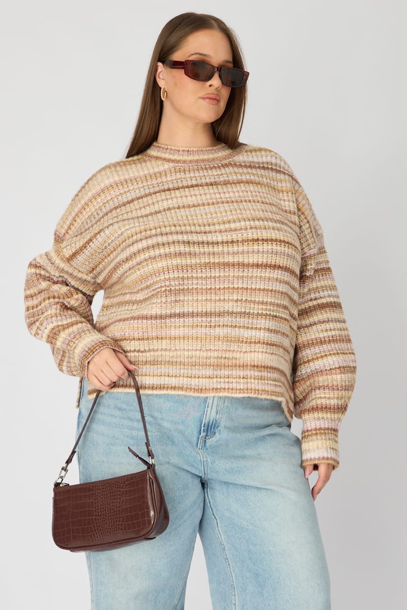 Pink Stripe Knit Top Long Sleeve - Image 2