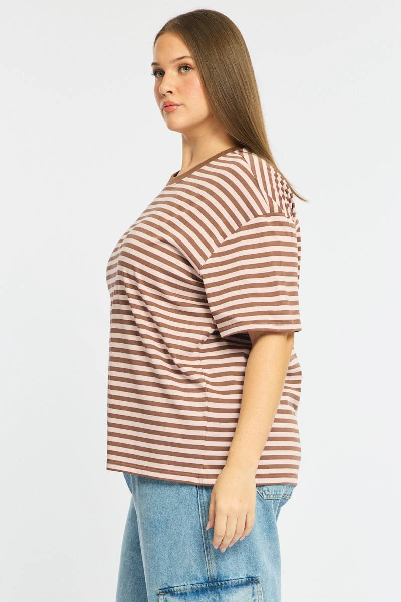 Pink Stripe Oversize Tee Short Sleeve - Image 4