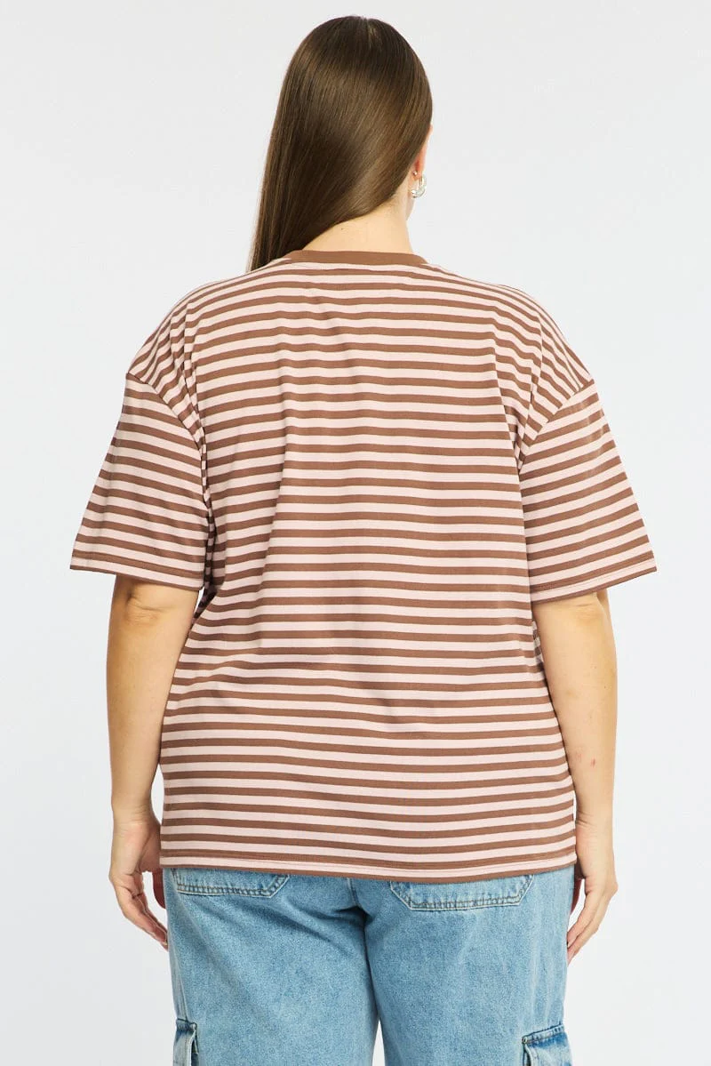 Pink Stripe Oversize Tee Short Sleeve - Image 5