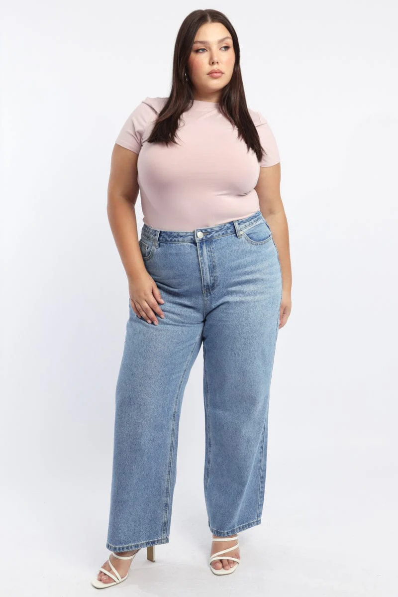 Pink T Shirt Short Sleeve Crew Neck Modal - Image 2