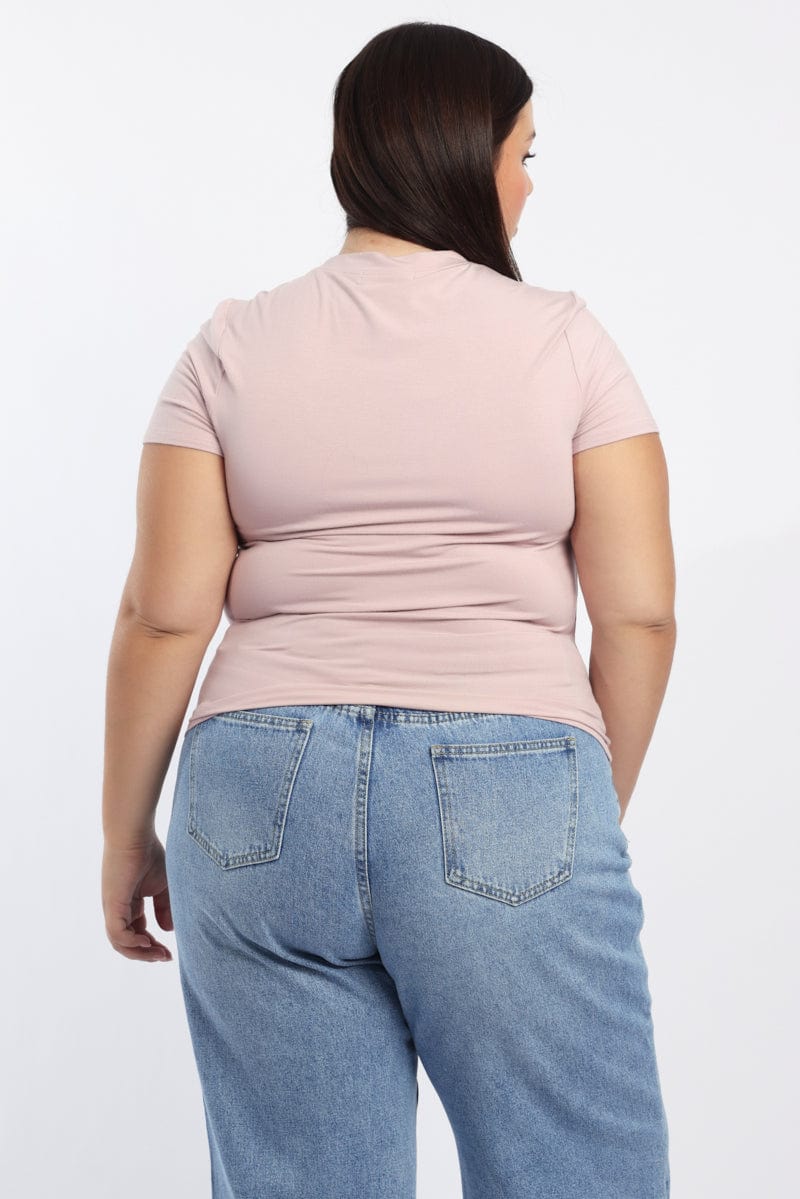 Pink T Shirt Short Sleeve Crew Neck Modal - Image 4