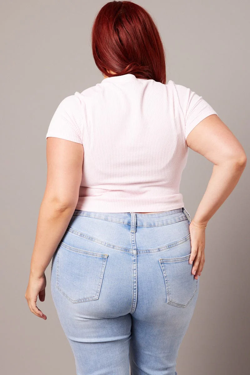 Pink T-shirt Short Sleeve Crew Neck Seamless - Image 5