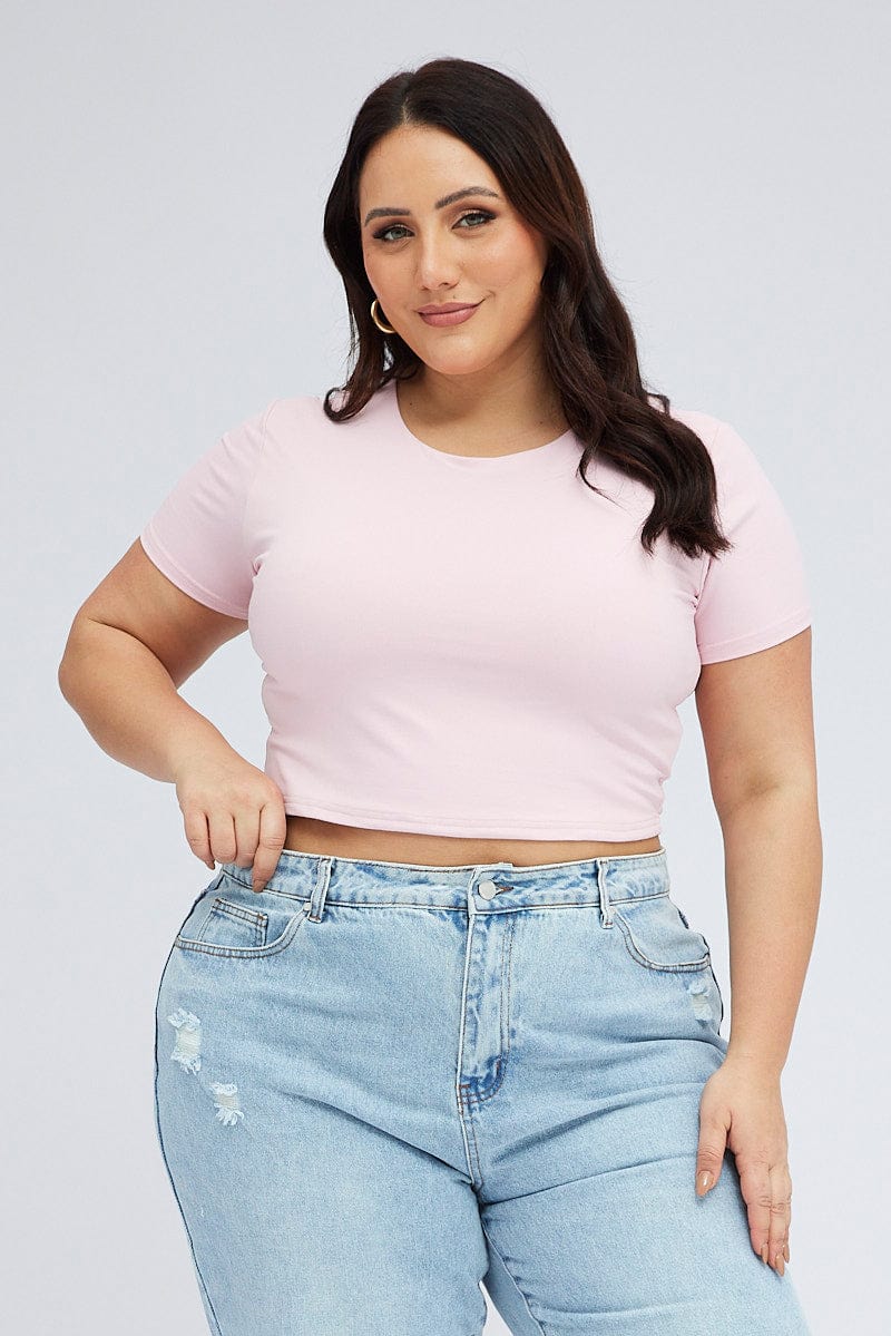 Pink T-shirt Short Sleeve Crew Neck Supersoft - Image 2