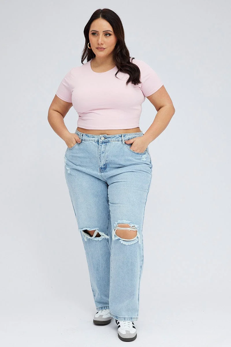 Pink T-shirt Short Sleeve Crew Neck Supersoft - Image 3