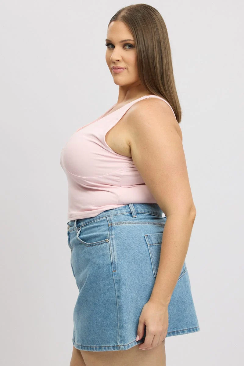 Pink Tank Top V Neck Supersoft - Image 4