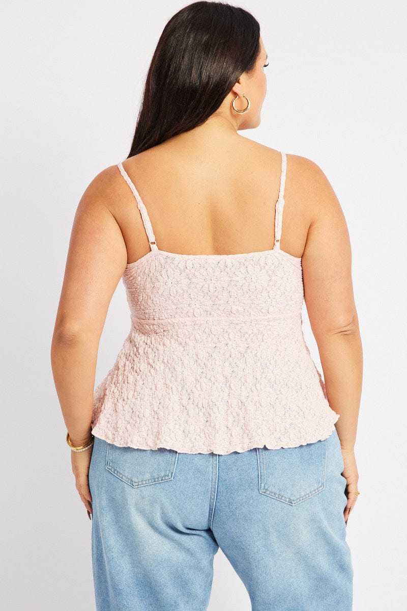 Pink Textured Peplum Top - Image 5