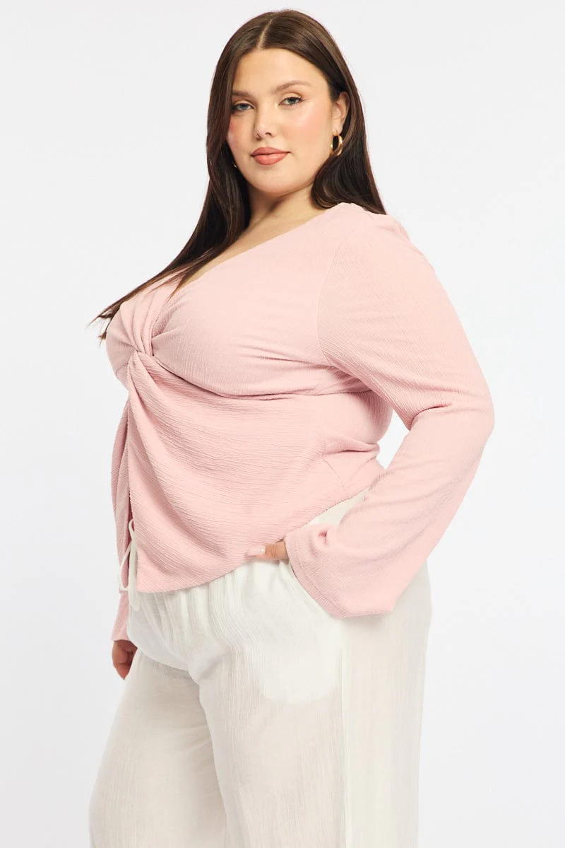 Pink Textured Top Long Sleeve - Image 4