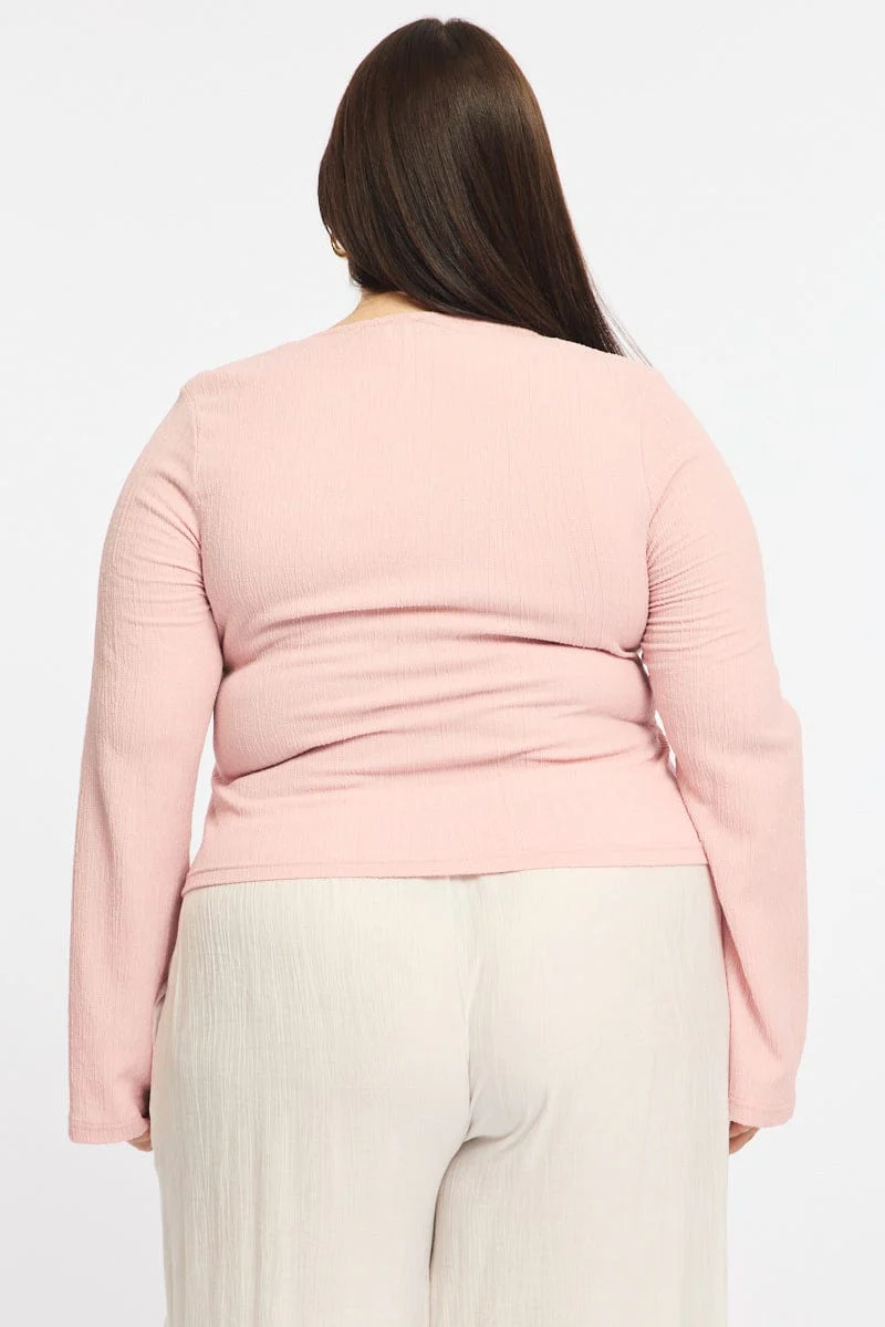 Pink Textured Top Long Sleeve - Image 5