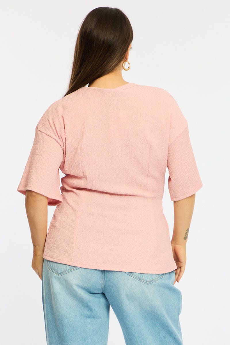 Pink Textured Top Short Sleeve - Image 5