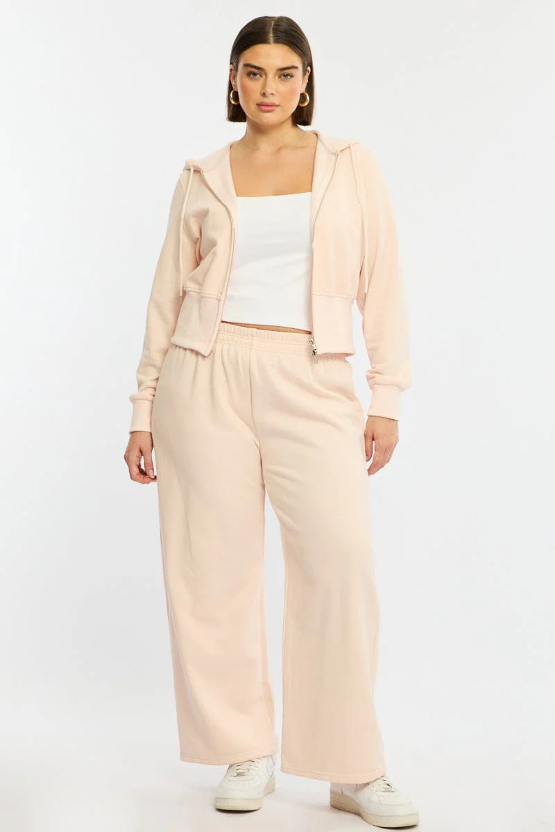 Pink Track Pants Wide Leg