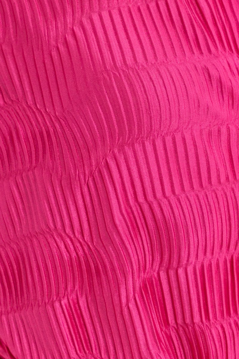 Pink Wide Leg Jumpsuit Plisse Short Sleeve - Image 6