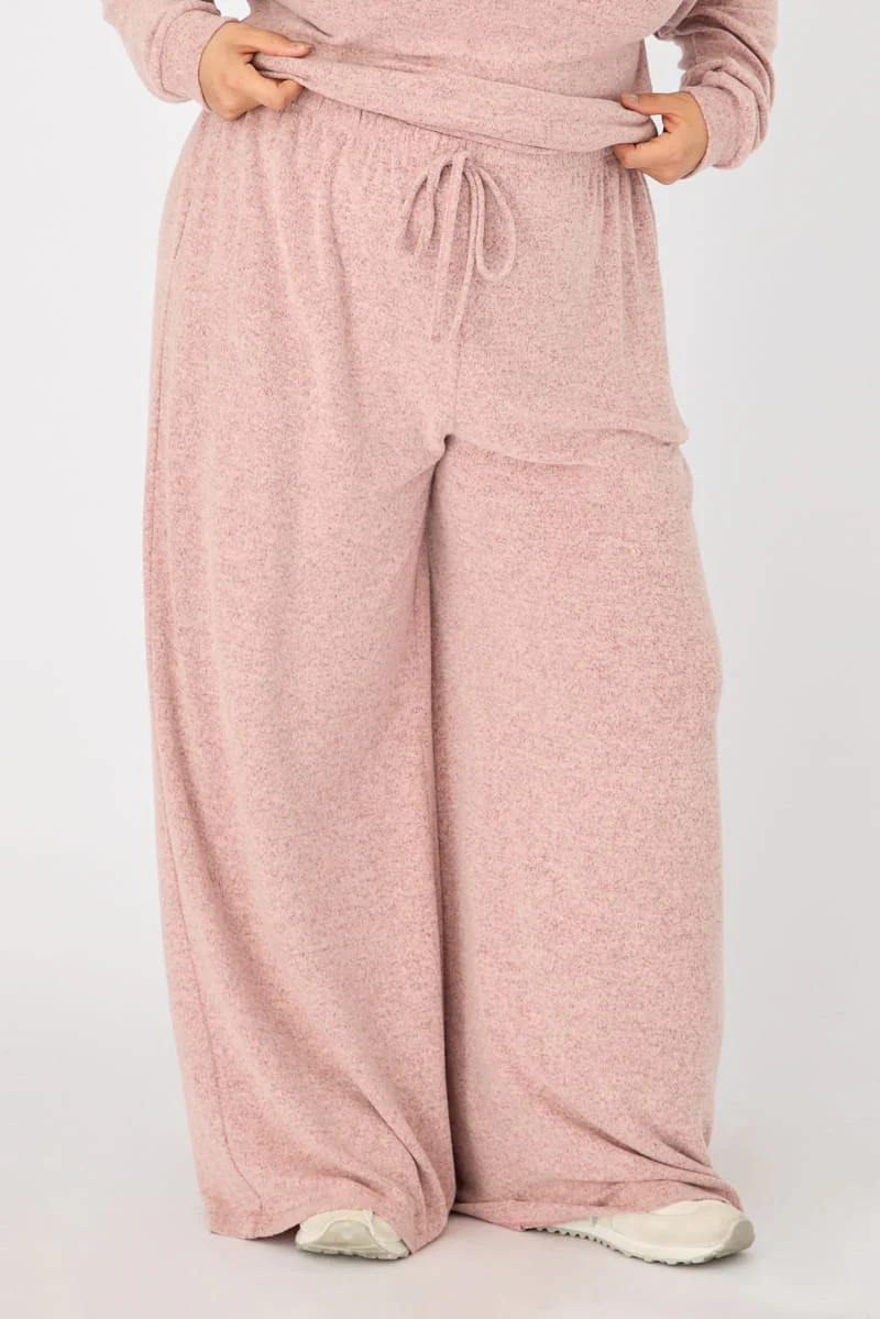 Pink Wide Leg Pants Brushed - Image 2