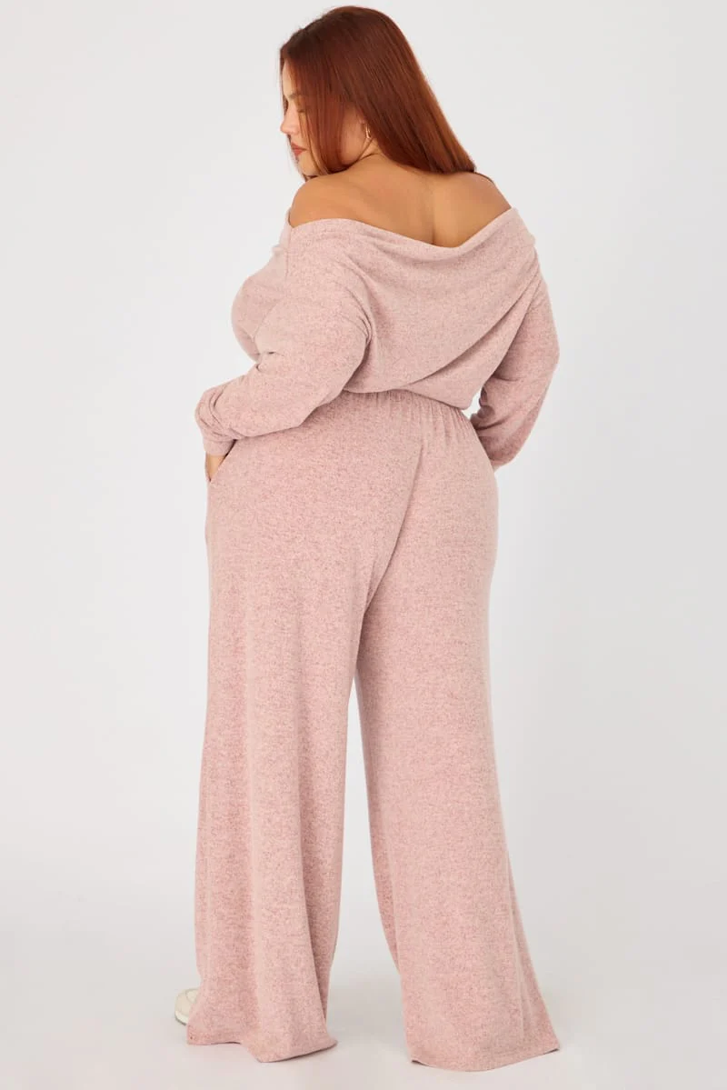 Pink Wide Leg Pants Brushed - Image 4