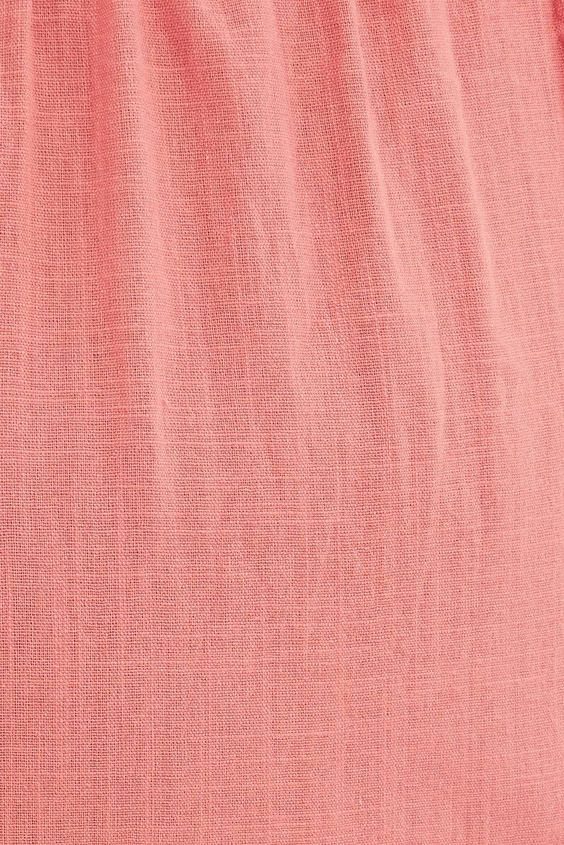 Pink Wideleg Pants Cotton Elastic Waist Relaxed Fit - Image 6