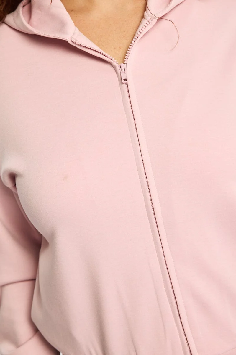 Pink Zip Hoodie Long Sleeve - Image 5