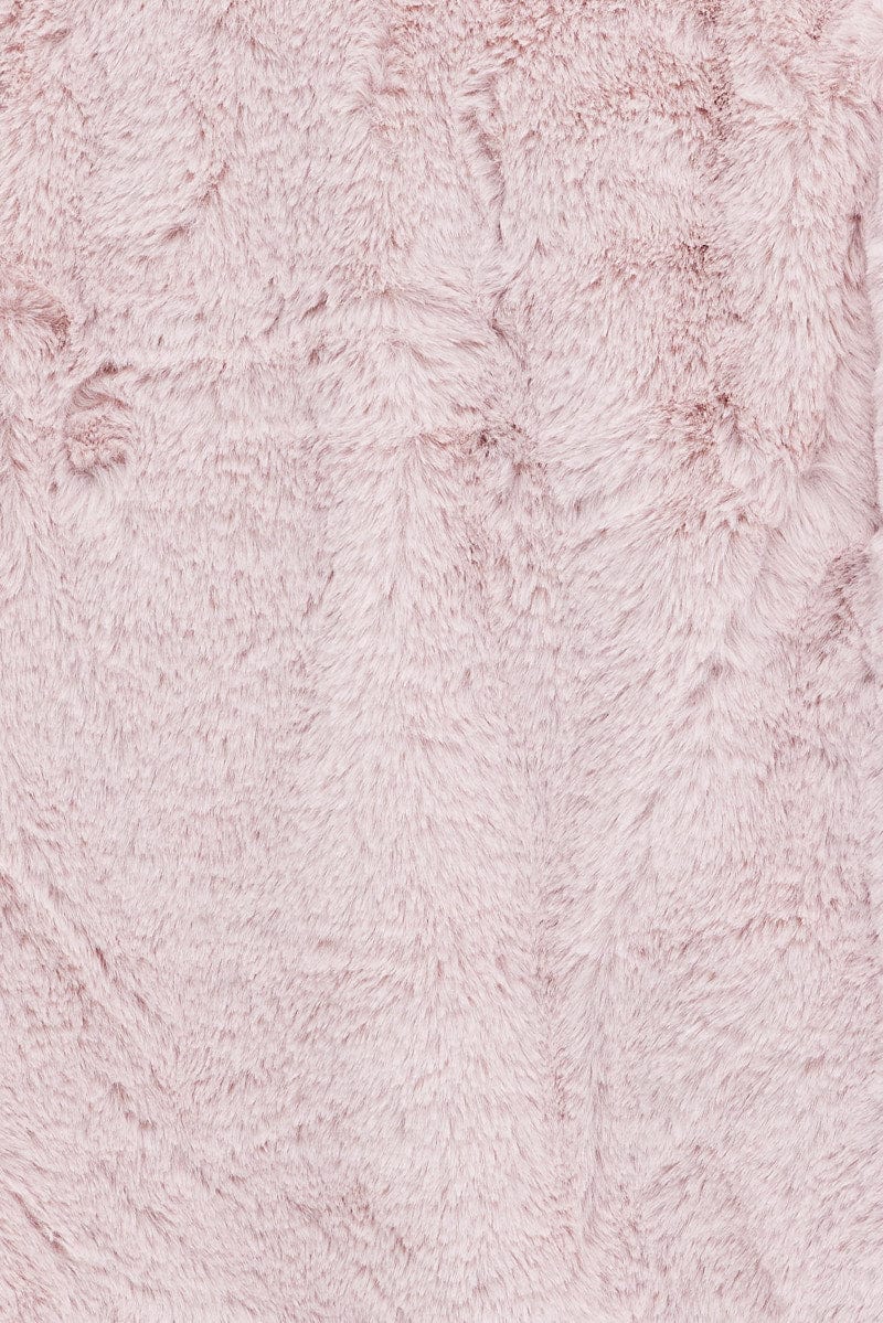 Pink Zip Jacket Lined Plush Faux Fur - Image 6