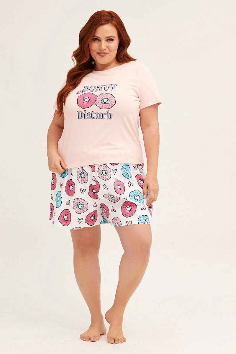 Placement Donuts Cotton Short Sleeve Top & Shorts Pj Set - Image 2