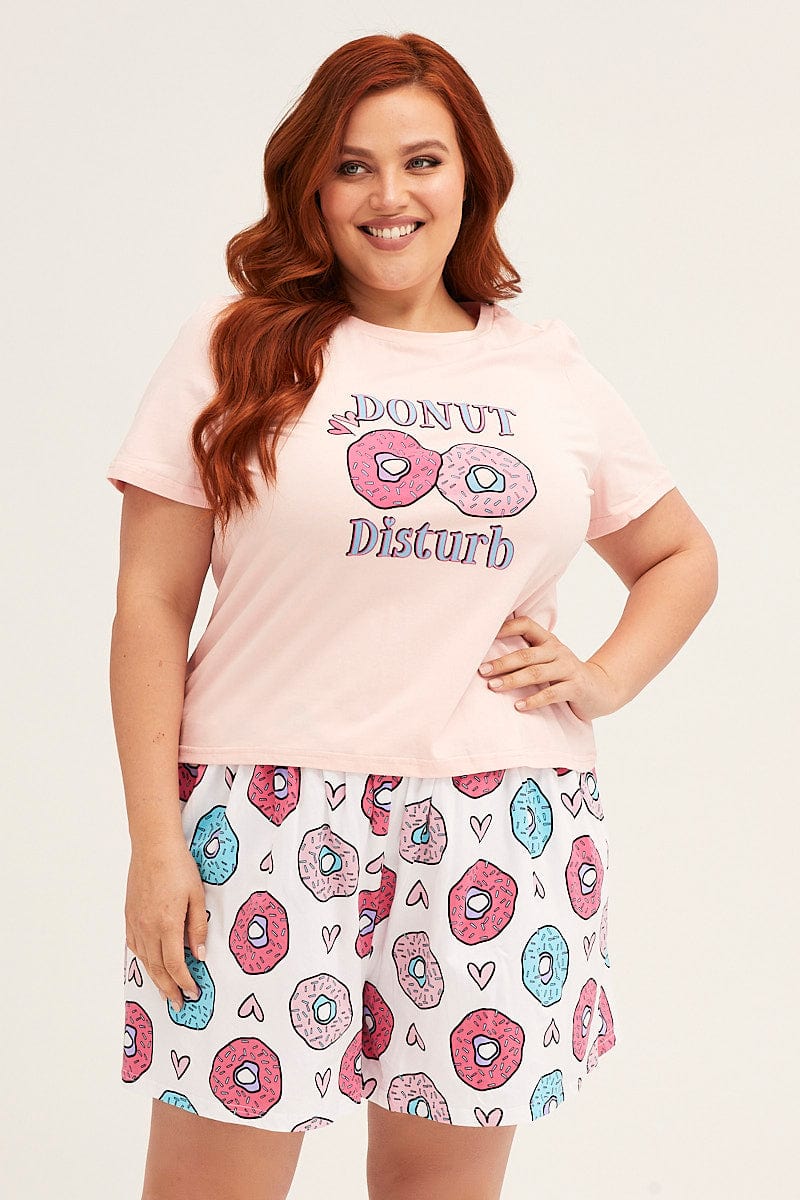Placement Donuts Cotton Short Sleeve Top & Shorts Pj Set - Image 3