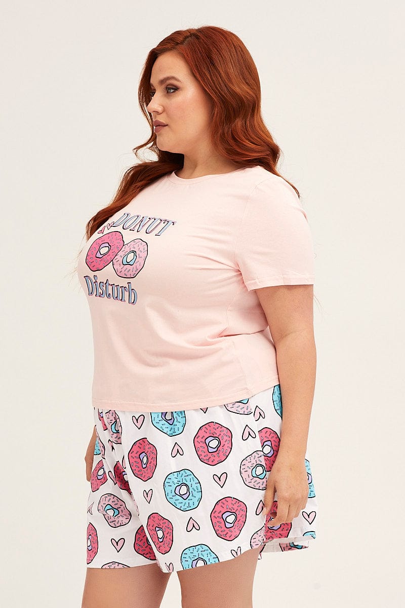 Placement Donuts Cotton Short Sleeve Top & Shorts Pj Set - Image 4