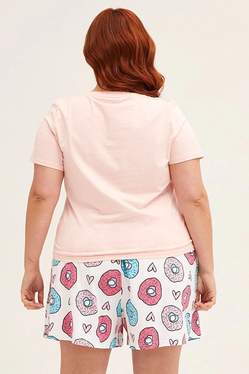 Placement Donuts Cotton Short Sleeve Top & Shorts Pj Set - Image 5