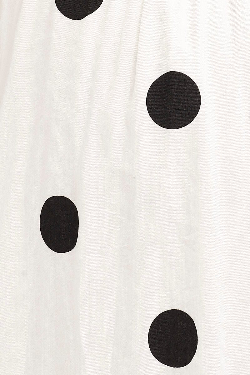 Polka Dot Midi Dress Square Neck Short Sleeve - Image 6