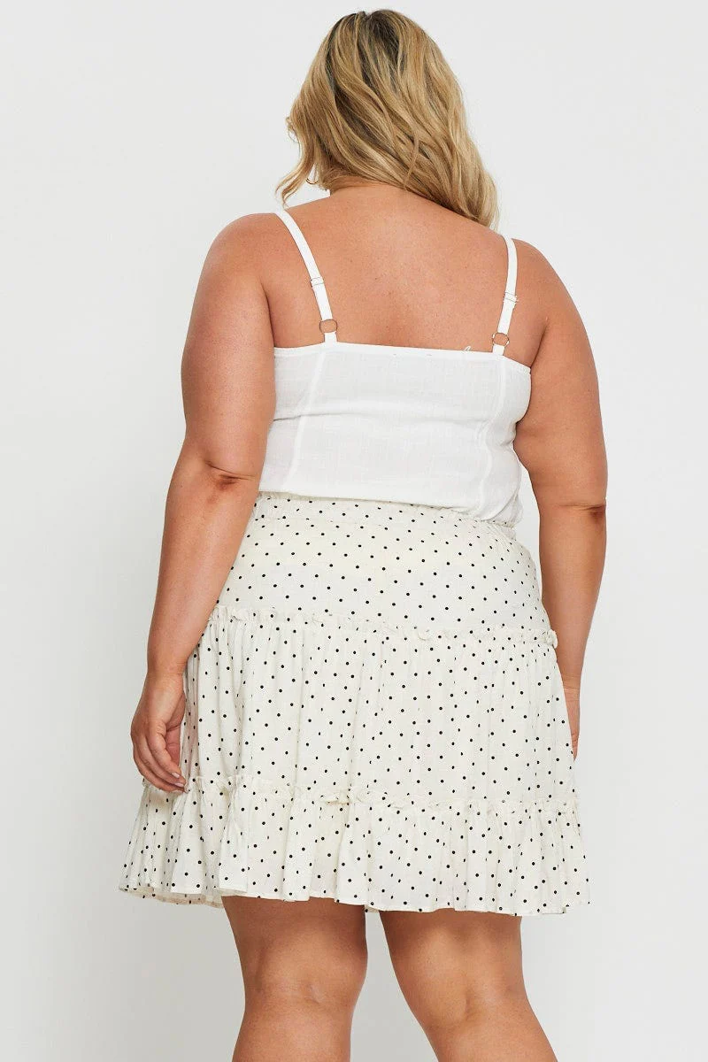 Polka Dot Mini Skater Skirt Elastic Waist - Image 4